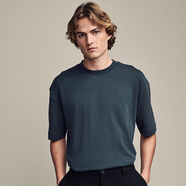 Slate Grey Relaxed Fit Smart Soft Touch Heavyweight T-Shirt