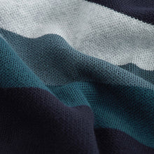 Load image into Gallery viewer, Navy Blue 100% Cotton Horizontal Stripe Crew Jumper
