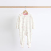 Load image into Gallery viewer, Pink 3 Pack Two Way Zip Baby Sleepsuits
