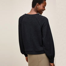 Load image into Gallery viewer, Black Textured Long Sleeve Top
