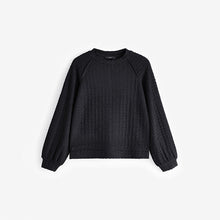 Load image into Gallery viewer, Black Textured Long Sleeve Top
