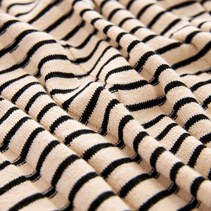 Black/Ecru Ribbed Lettuce Hem Collared Polo Top