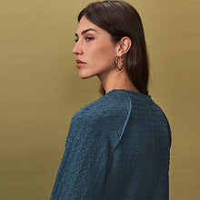Load image into Gallery viewer, Teal Blue Textured Long Sleeve Top
