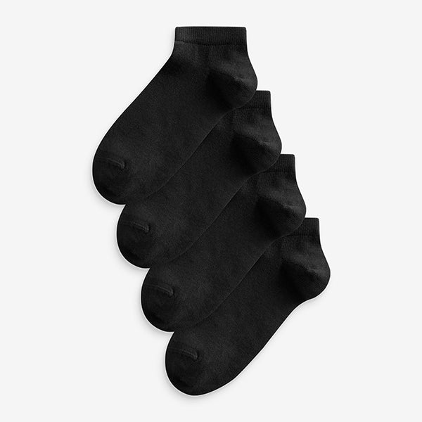 Black Modal Trainer Socks 4 Pack