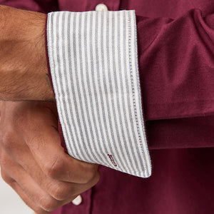 Burgundy Red Regular Fit Long Sleeve Oxford Shirt