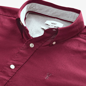 Burgundy Red Regular Fit Long Sleeve Oxford Shirt