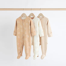 Load image into Gallery viewer, Neutral Baby Bear 100% Cotton Sleepsuits 3 Pack (0-18mths)
