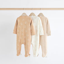 Load image into Gallery viewer, Neutral Baby Bear 100% Cotton Sleepsuits 3 Pack (0-18mths)
