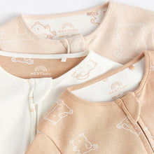 Load image into Gallery viewer, Neutral Baby Bear 100% Cotton Sleepsuits 3 Pack (0-18mths)

