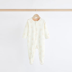 Neutral Baby Bear 100% Cotton Sleepsuits 3 Pack (0-18mths)