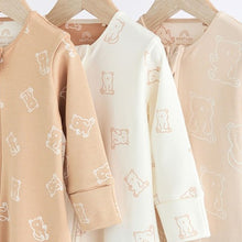 Load image into Gallery viewer, Neutral Baby Bear 100% Cotton Sleepsuits 3 Pack (0-18mths)
