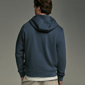 Navy Blue Cotton-Rich Jersey Zip Up Hoodie