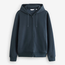 Load image into Gallery viewer, Navy Blue Cotton-Rich Jersey Zip Up Hoodie
