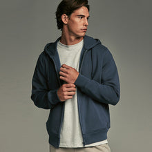 Load image into Gallery viewer, Navy Blue Cotton-Rich Jersey Zip Up Hoodie
