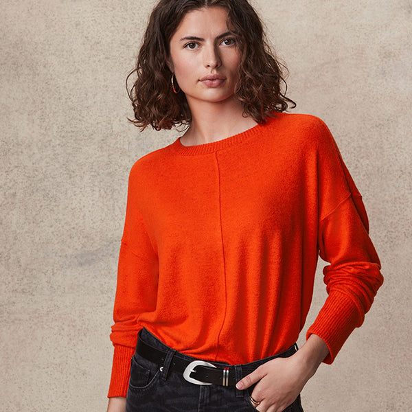 Orange Soft Touch Cosy Seam Crew Neck Jumper