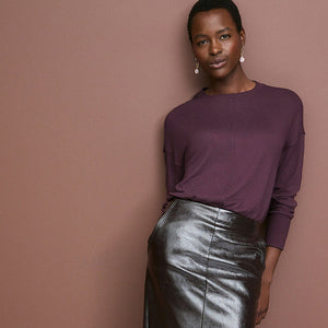 Burgundy Red Cosy Seam Front Crewneck