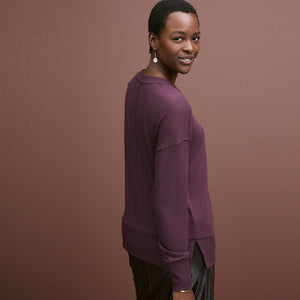 Burgundy Red Cosy Seam Front Crewneck