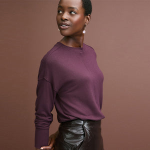 Burgundy Red Cosy Seam Front Crewneck