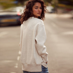 Natural Oatmeal Relaxed Fit Essentials Longline Sweatshirt