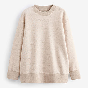 Natural Oatmeal Relaxed Fit Essentials Longline Sweatshirt