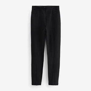 Black Ponte Waistband Detail Leggings
