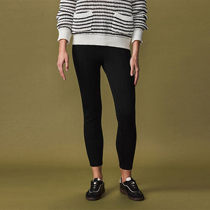 Black Ponte Waistband Detail Leggings