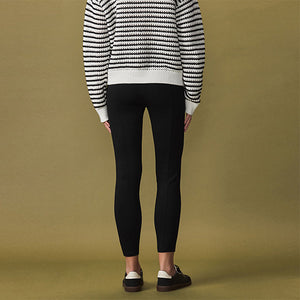 Black Ponte Waistband Detail Leggings