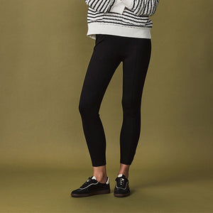 Black Ponte Waistband Detail Leggings