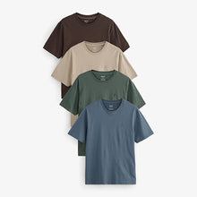 Load image into Gallery viewer, Blue/Green/Neutral/Brown Regular Fit T-Shirts 4 Pack
