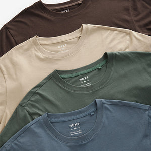 Blue/Green/Neutral/Brown Regular Fit T-Shirts 4 Pack