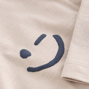 Ecru Cream Long Sleeves Semi Plain T-Shirt