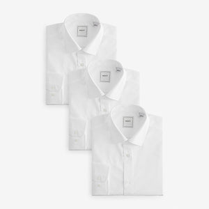 White Slim Fit Single Cuff Easy Care Smart Shirts 3 Pack