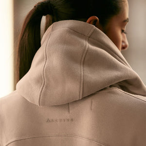 Neutral Oversized Relaxed Fit Heavyweight Brushed Longline Hoodie Sweatshirt