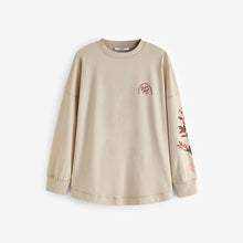 Load image into Gallery viewer, Sage Green 100% Cotton Seam Detail Long Sleeve Skater T-Shirt

