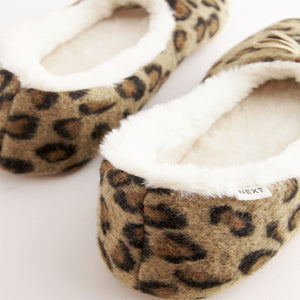 Animal Faux Fur Lined Ballet Slippers
