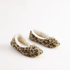 Animal Faux Fur Lined Ballet Slippers