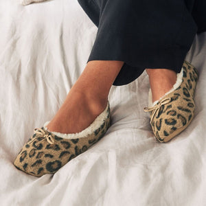 Animal Faux Fur Lined Ballet Slippers