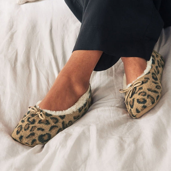 Animal Faux Fur Lined Ballet Slippers