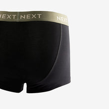 Load image into Gallery viewer, Black Metallic Green/Blue Waistband 4 pack Hipster Boxers

