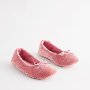 Pink Velour Ballet Slippers