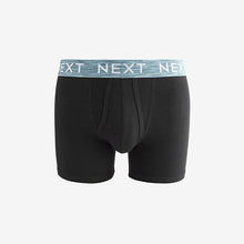Load image into Gallery viewer, Black Bright Silver Marl Waistband 4 pack A-Front Cotton Rich Boxers

