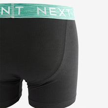 Load image into Gallery viewer, Black Bright Silver Marl Waistband 4 pack A-Front Cotton Rich Boxers
