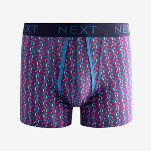 Burgundy Red Woodland Animal A-Front Boxers 4 Pack