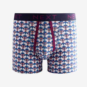 Burgundy Red Woodland Animal A-Front Boxers 4 Pack