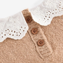 Load image into Gallery viewer, Tan Brown Collar Cable 100% Cotton Jumper (3mths-5yrs)
