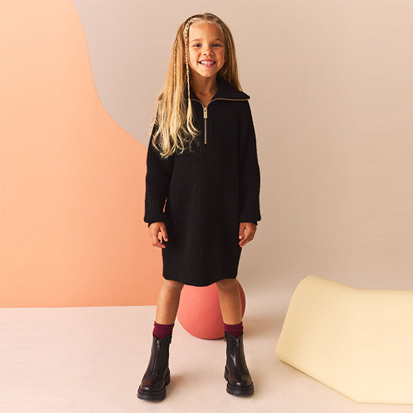 Black Zip Jumper Dress (3-12yrs)