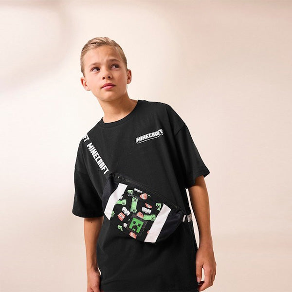 Black Licensed Minecraft Bag T-Shirt (3-12yrs)