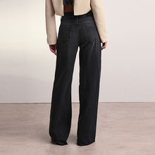 Load image into Gallery viewer, Washed Black Rigid Wide Leg 100% Cotton Jeans
