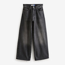 Load image into Gallery viewer, Washed Black Rigid Wide Leg 100% Cotton Jeans
