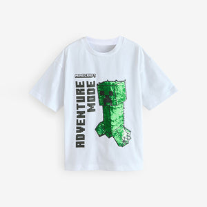 White/Green Minecraft Sequin T-Shirt